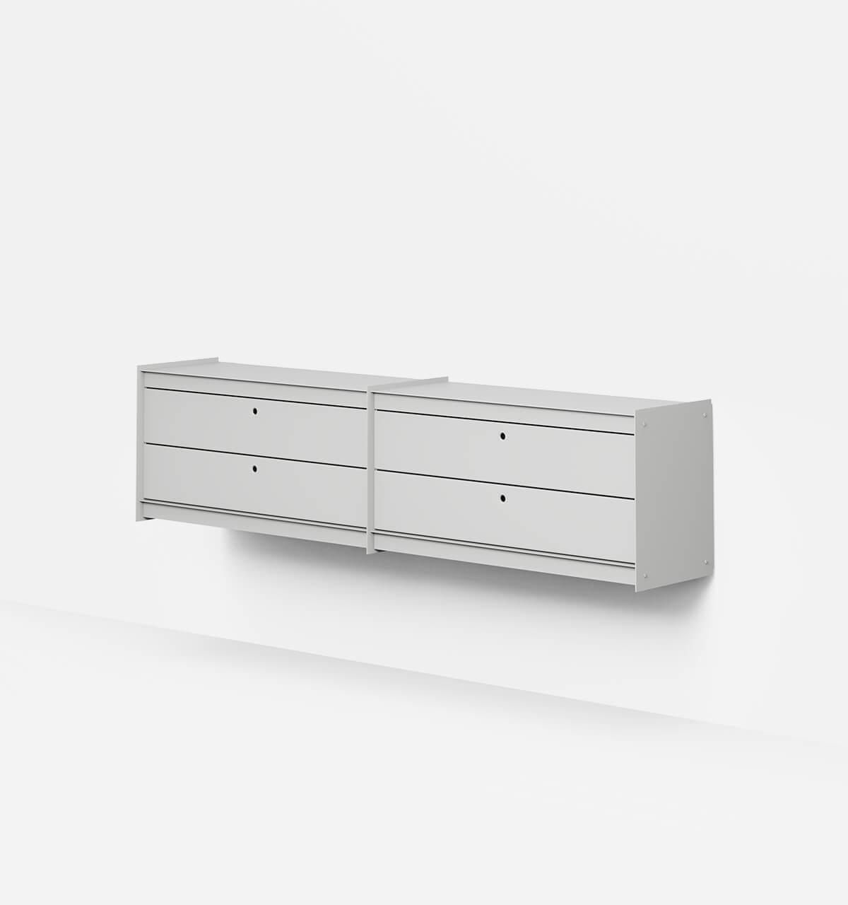Plié Wall Unit Extension 4 Short Drawers Light Grey / 180 cm / 71 in