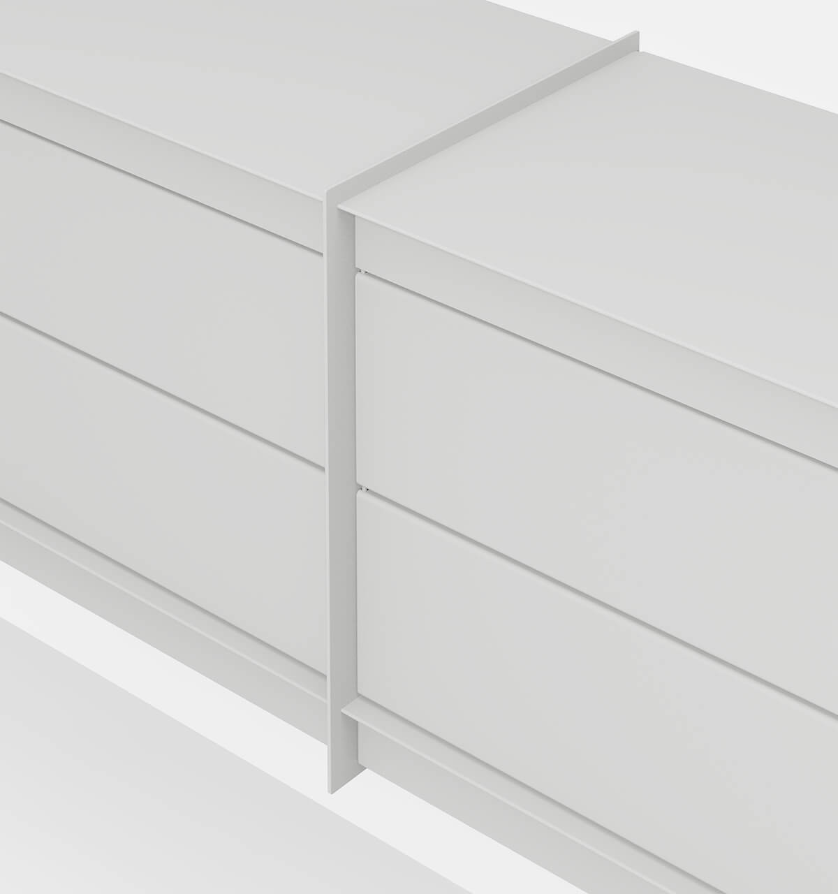 Plié Wall Unit Extension 4 Short Drawers Light Grey / 180 cm / 71 in