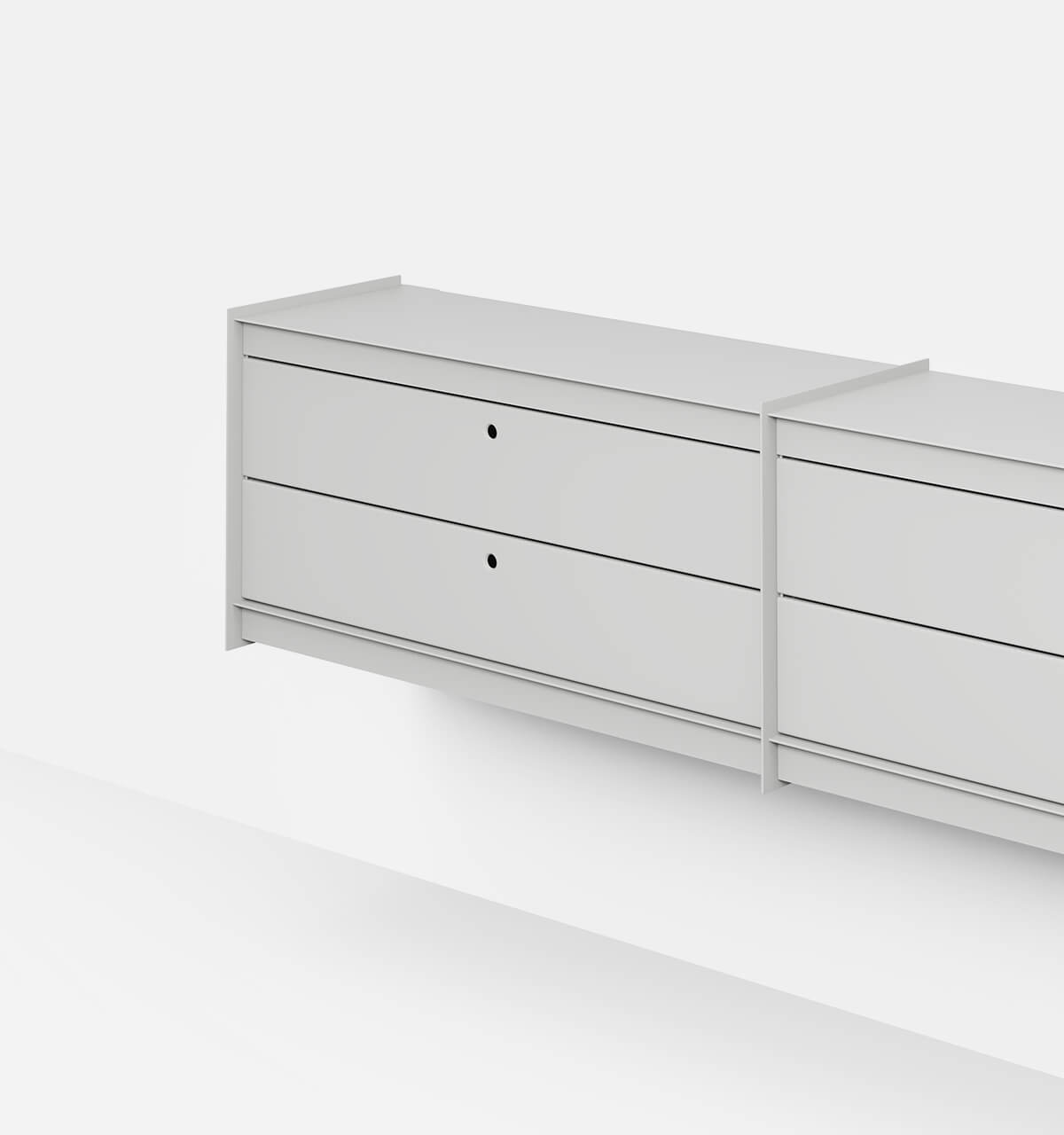 Plié Wall Unit Extension 4 Short Drawers Light Grey / 180 cm / 71 in