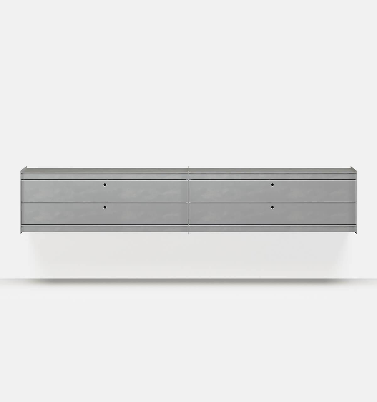 Plié Wall Unit Extension 4 Short Drawers Brushed Aluminium / 240 cm / 94 in