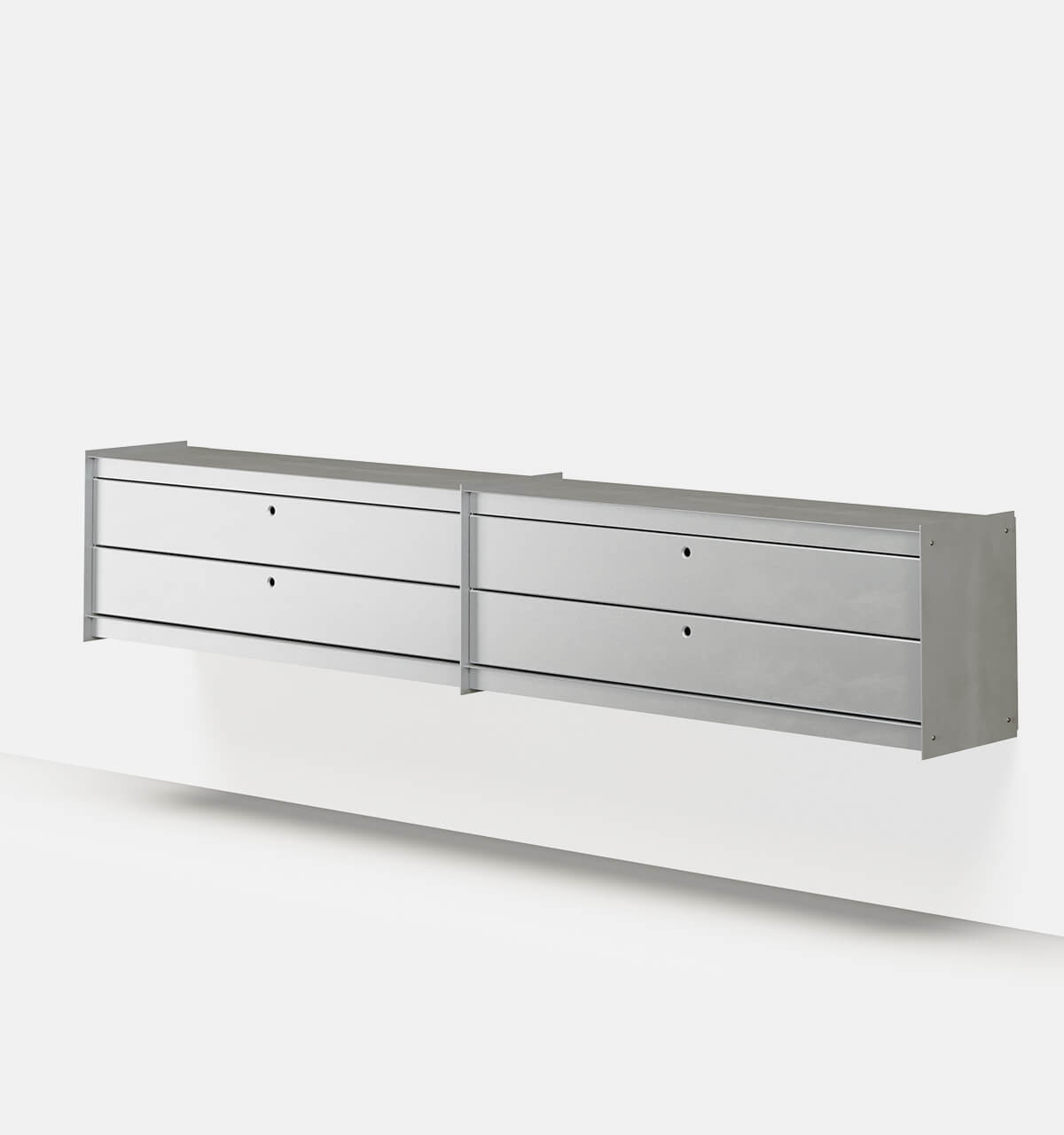 Plié Wall Unit Extension 4 Short Drawers Brushed Aluminium / 240 cm / 94 in