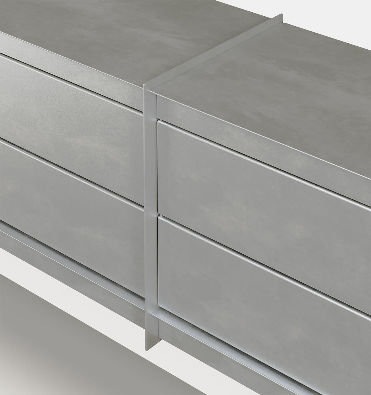 Plié Wall Unit Extension 4 Short Drawers Brushed Aluminium / 240 cm / 94 in