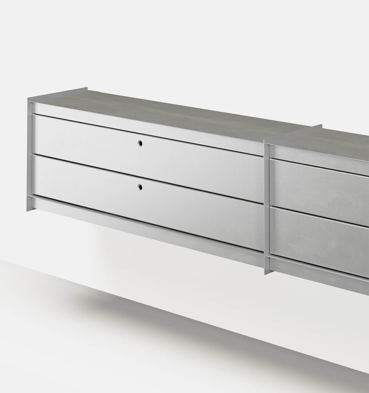 Plié Wall Unit Extension 4 Short Drawers Brushed Aluminium / 240 cm / 94 in